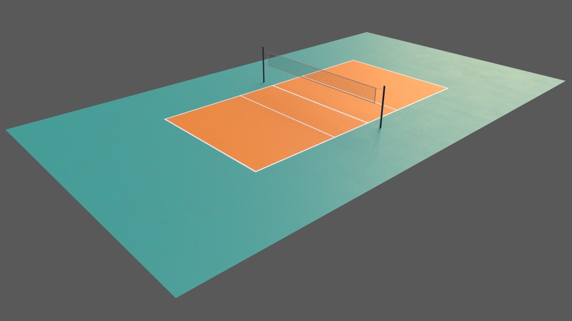 PBR Volleyball Court Floor and Net Low-poly 3D model_36