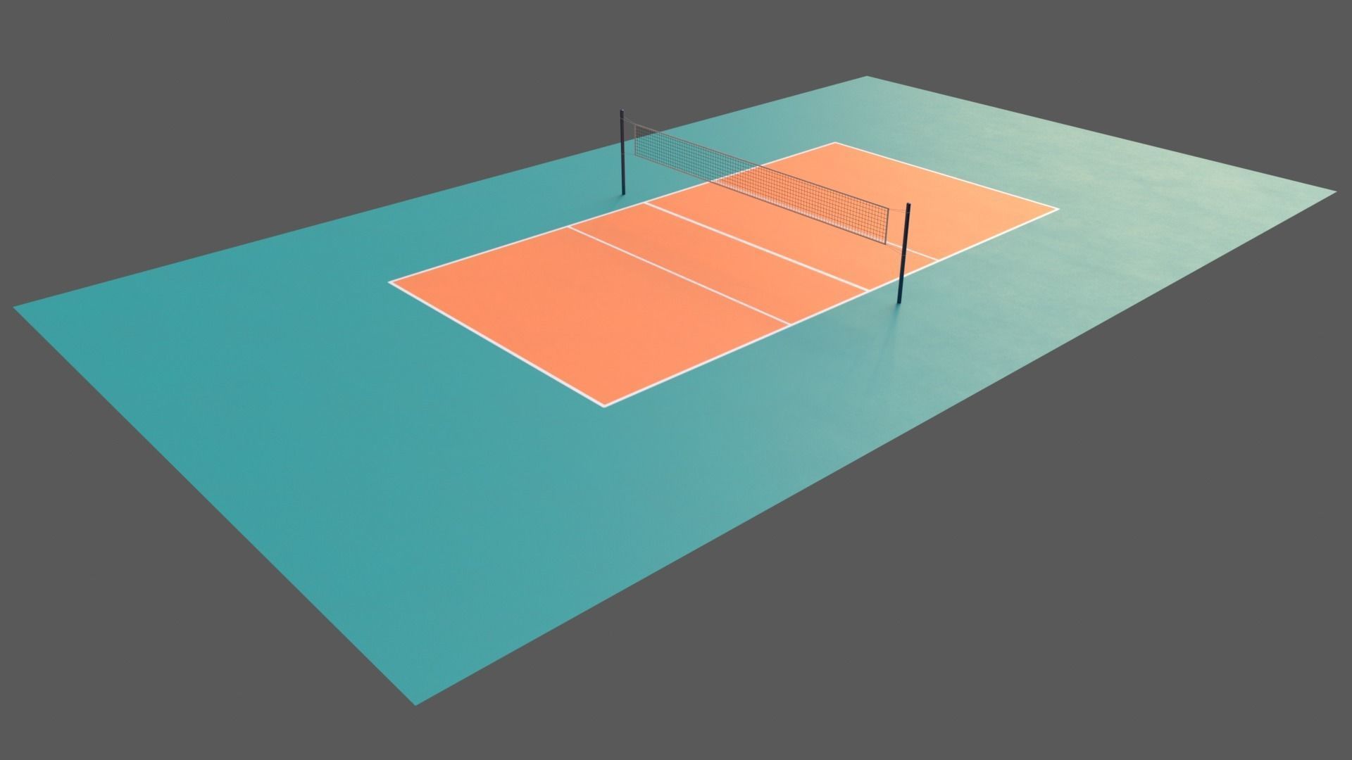 PBR Volleyball Court Floor and Net Low-poly 3D model_28