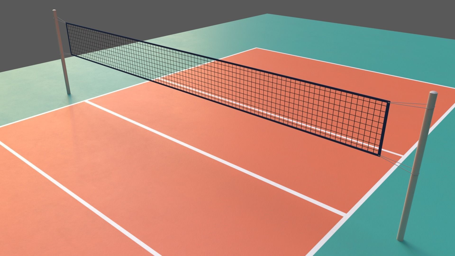 PBR Volleyball Court Floor and Net Low-poly 3D model_10