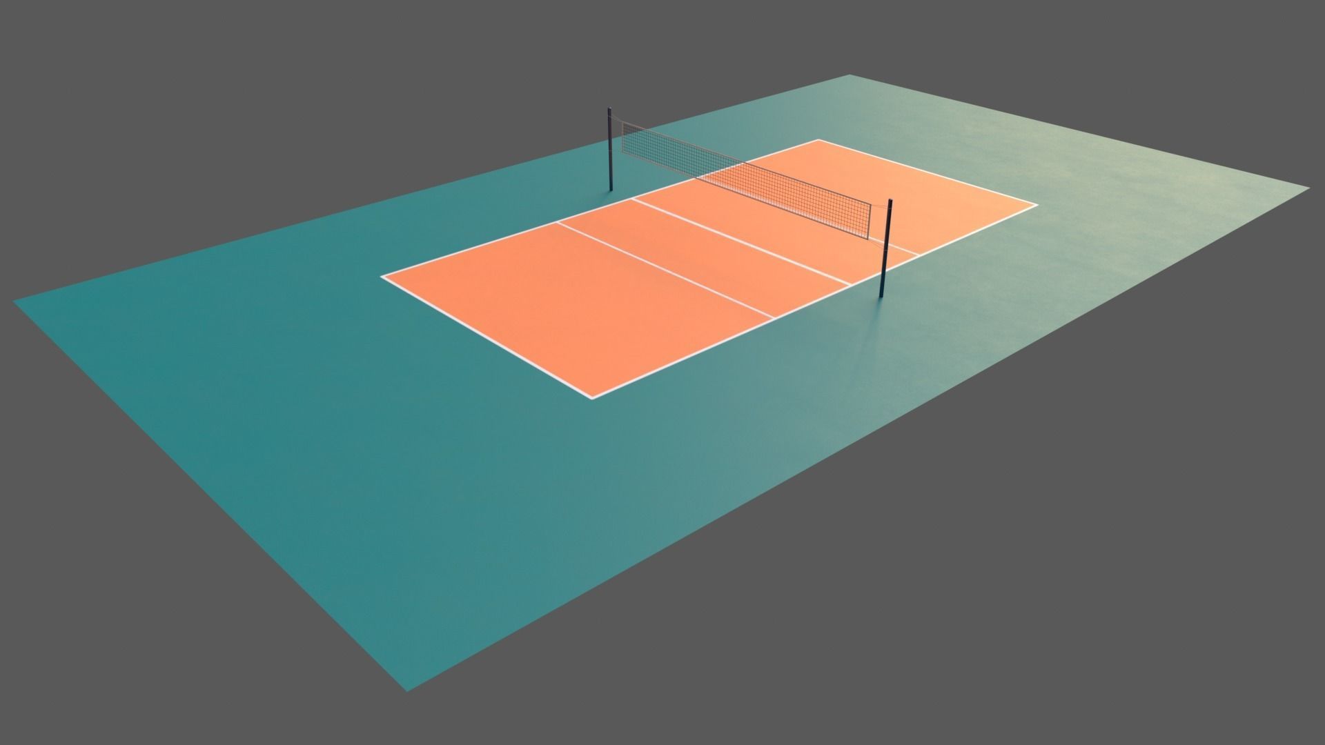 PBR Volleyball Court Floor and Net Low-poly 3D model_49