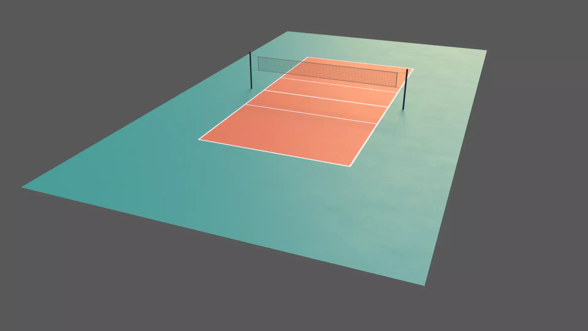 PBR Volleyball Court Floor and Net Low-poly 3D model_0