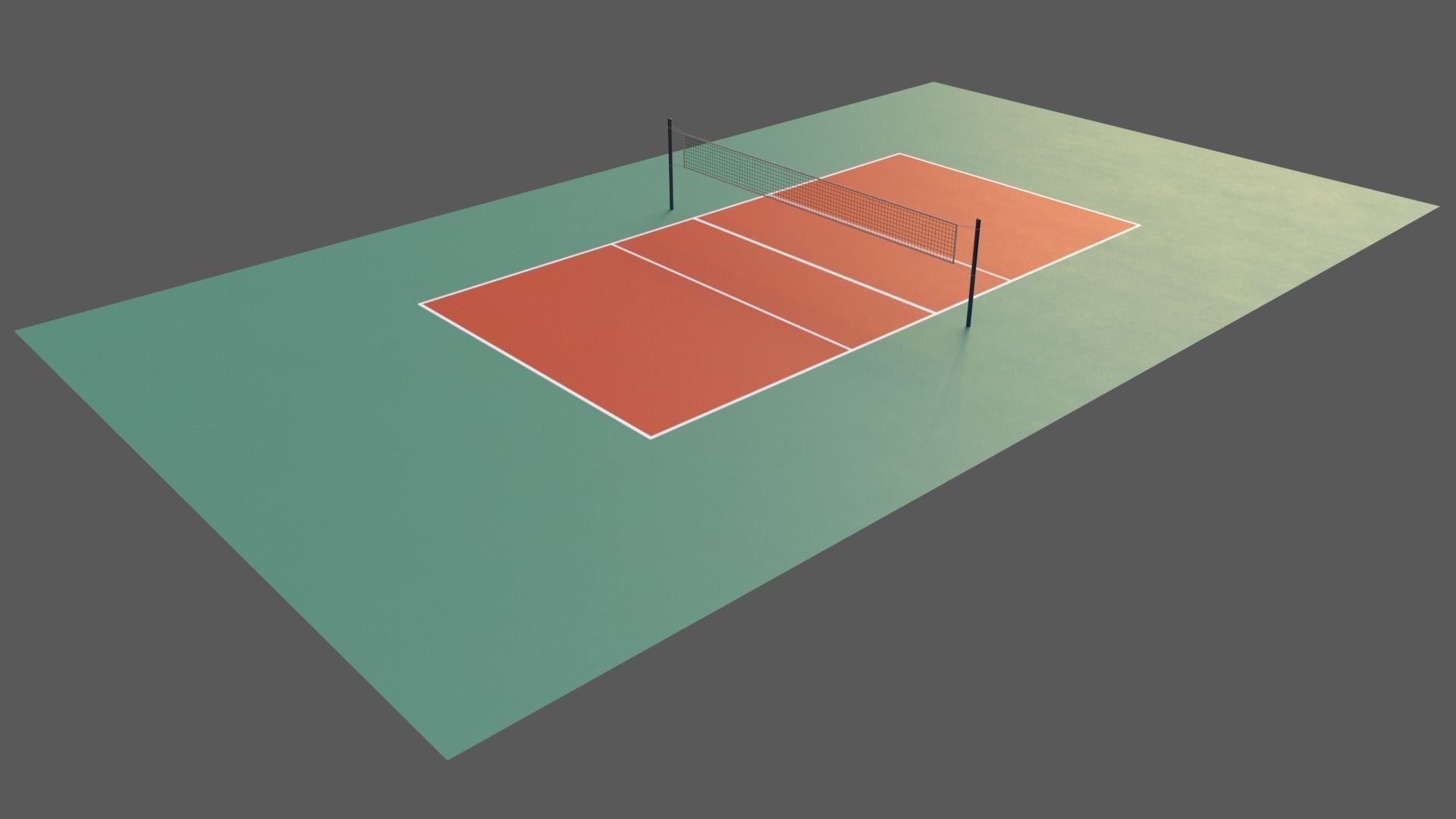 PBR Volleyball Court Floor and Net Low-poly 3D model_64