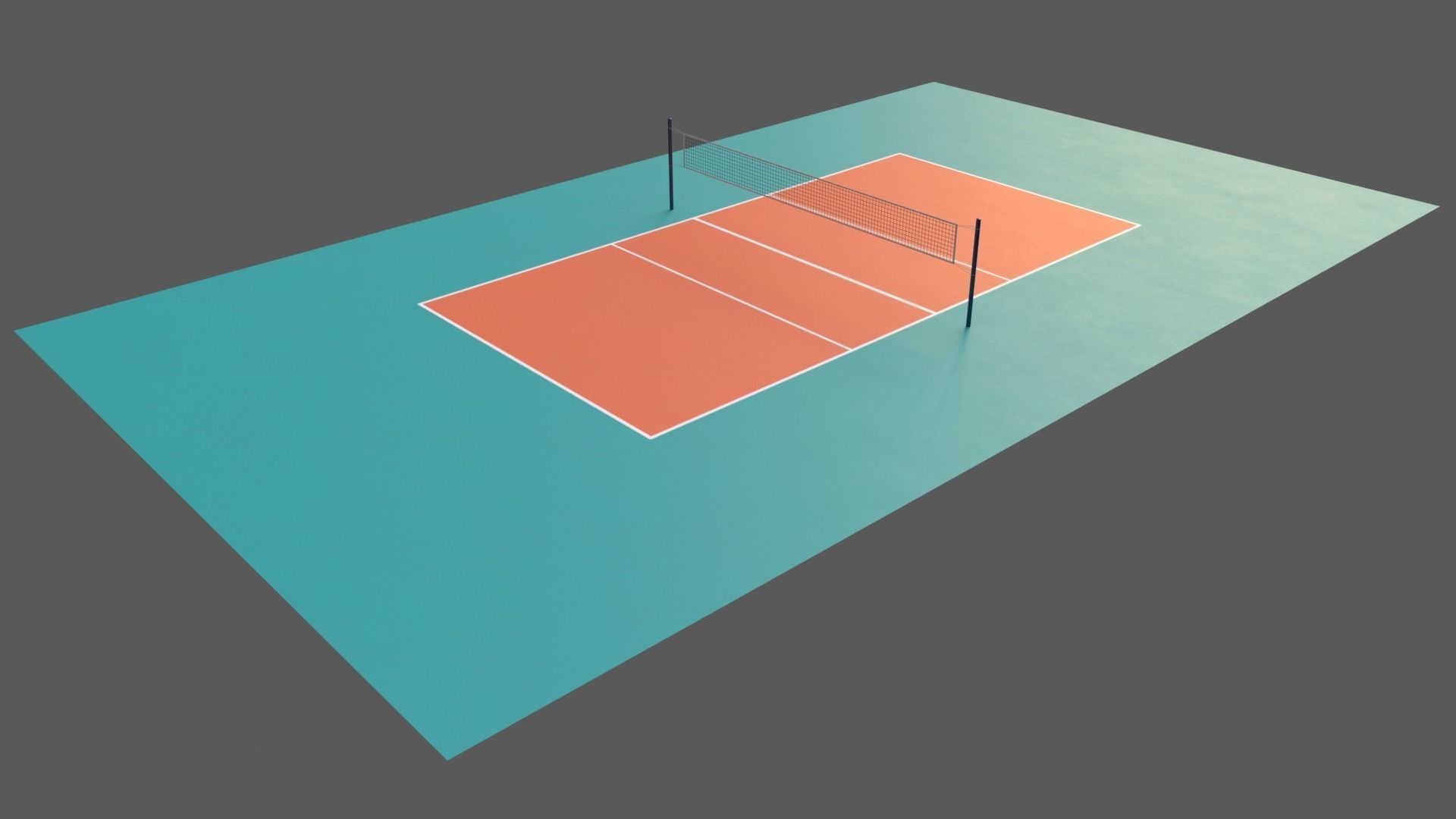 PBR Volleyball Court Floor and Net Low-poly 3D model_24