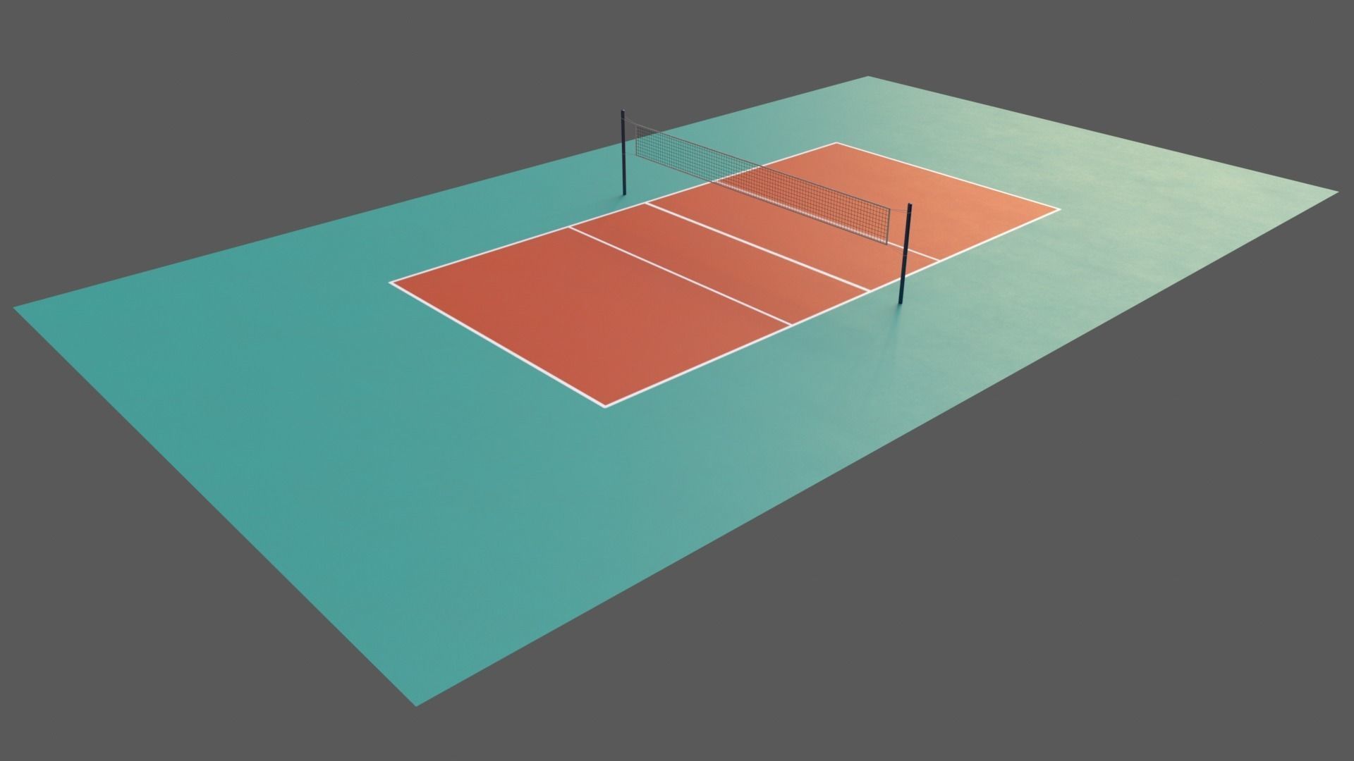 PBR Volleyball Court Floor and Net Low-poly 3D model_32