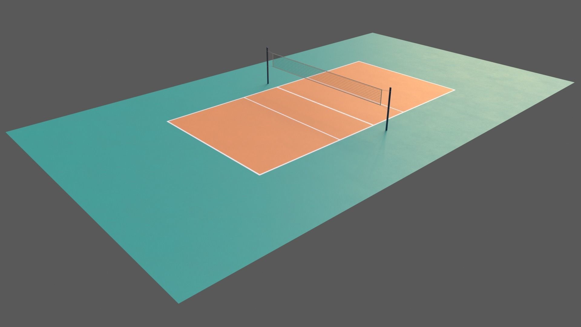 PBR Volleyball Court Floor and Net Low-poly 3D model_34