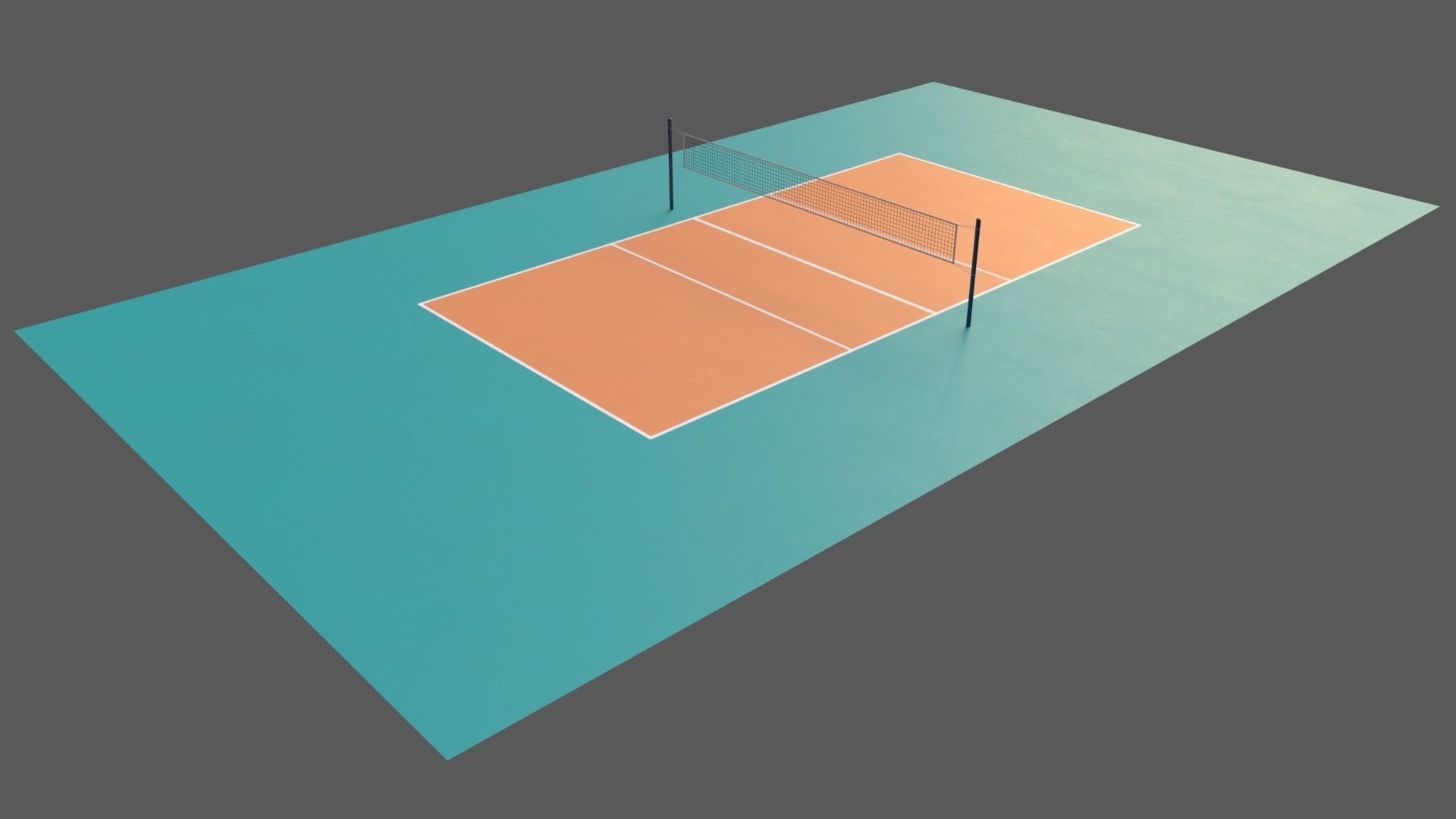 PBR Volleyball Court Floor and Net Low-poly 3D model_27