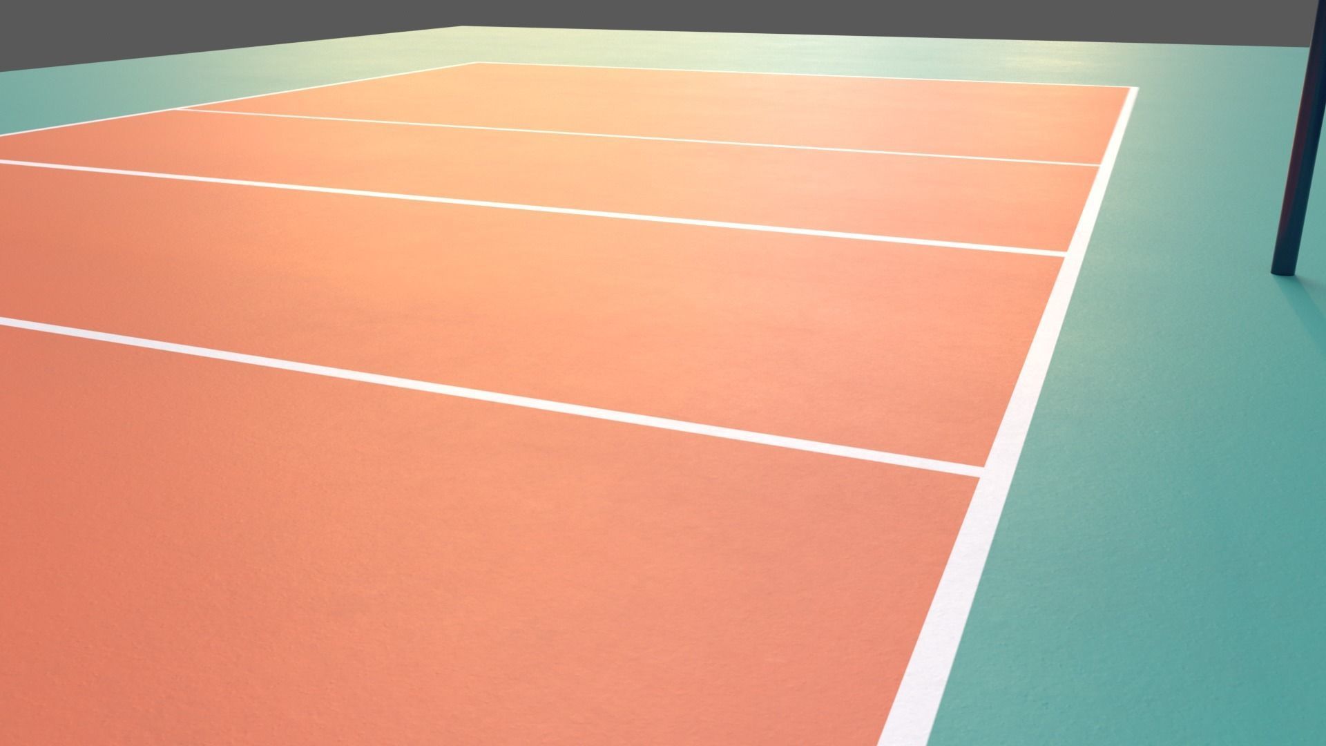 PBR Volleyball Court Floor and Net Low-poly 3D model_4
