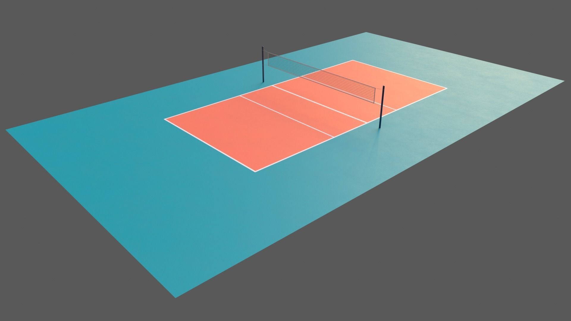 PBR Volleyball Court Floor and Net Low-poly 3D model_16