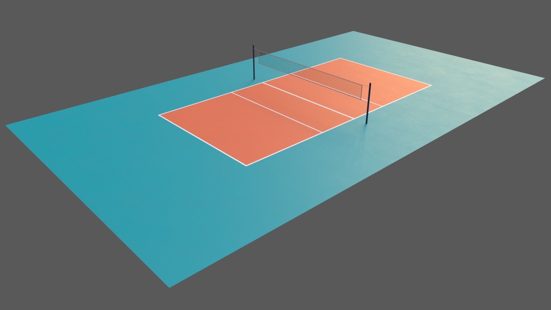 PBR Volleyball Court Floor and Net Low-poly 3D model_17