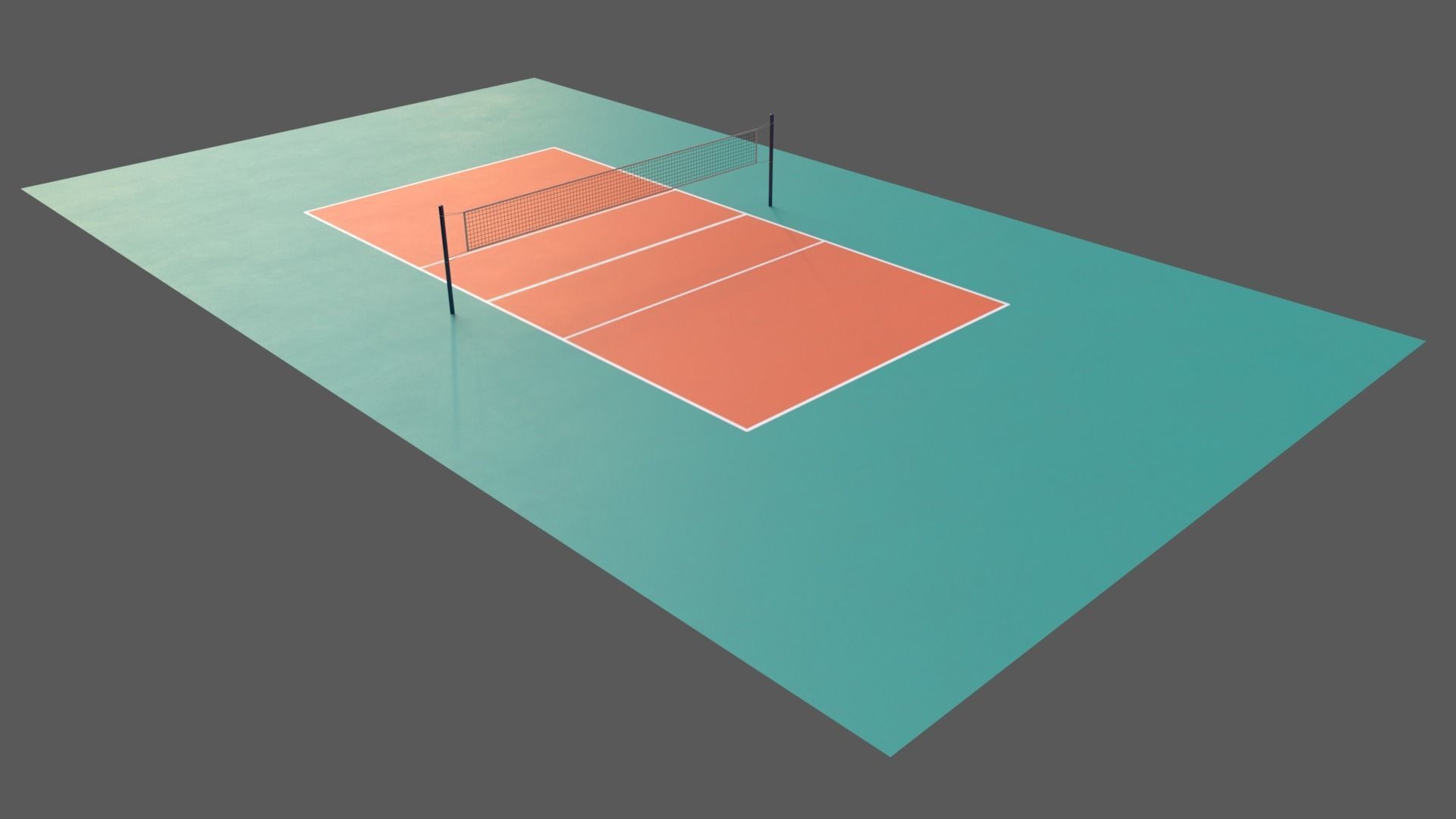 PBR Volleyball Court Floor and Net Low-poly 3D model_5