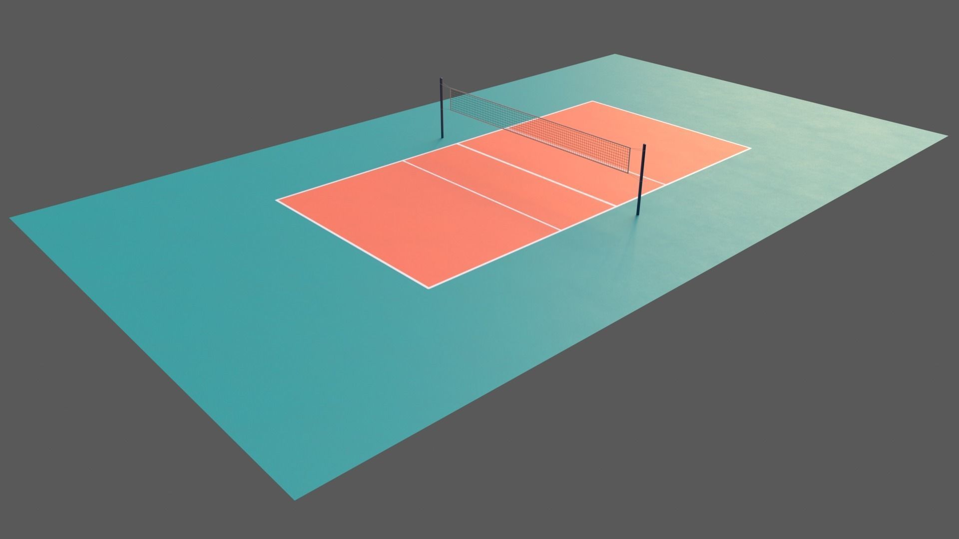 PBR Volleyball Court Floor and Net Low-poly 3D model_23