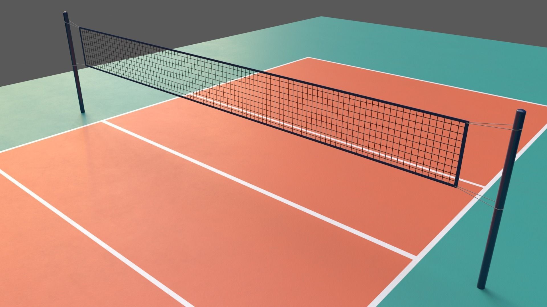 PBR Volleyball Court Floor and Net Low-poly 3D model_12