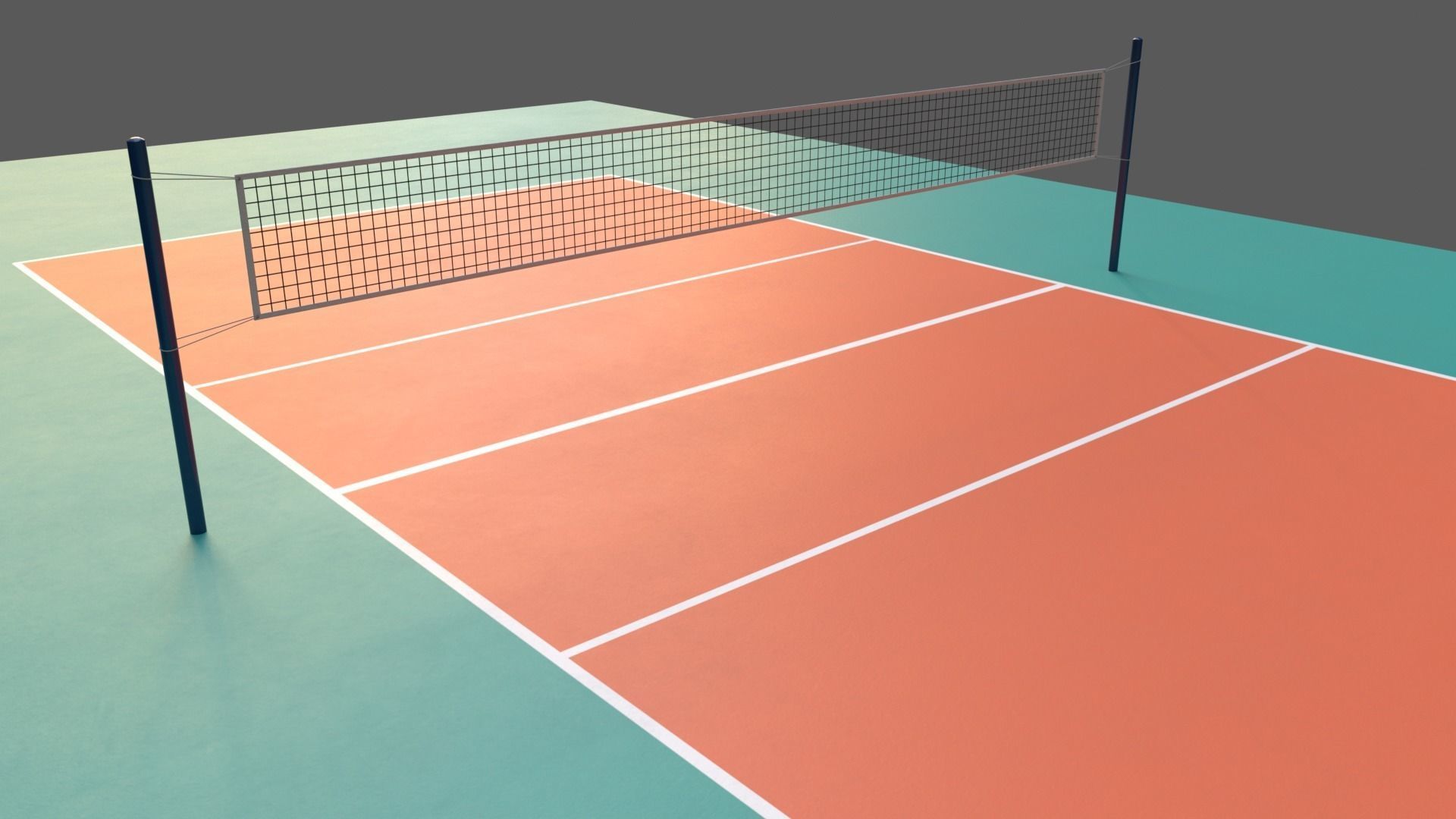 PBR Volleyball Court Floor and Net Low-poly 3D model_7