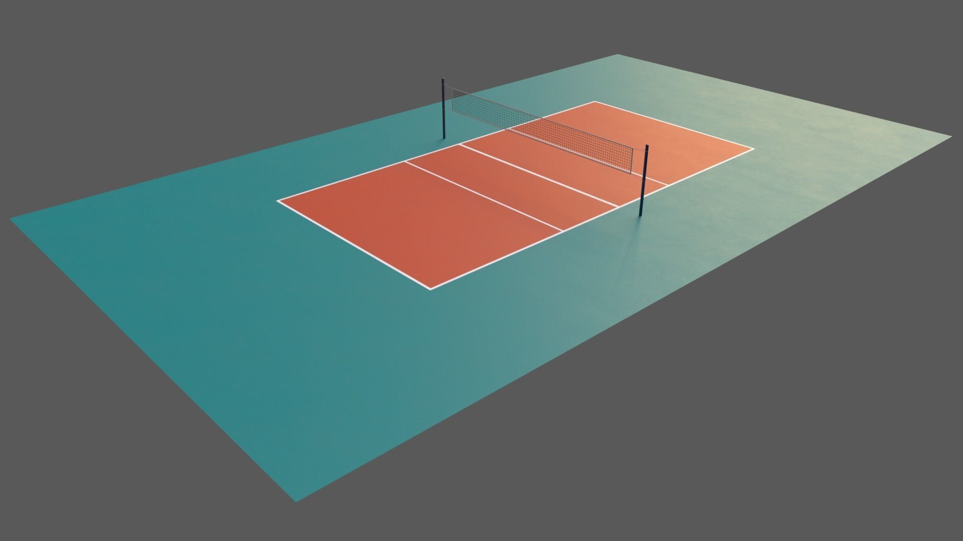 PBR Volleyball Court Floor and Net Low-poly 3D model_45
