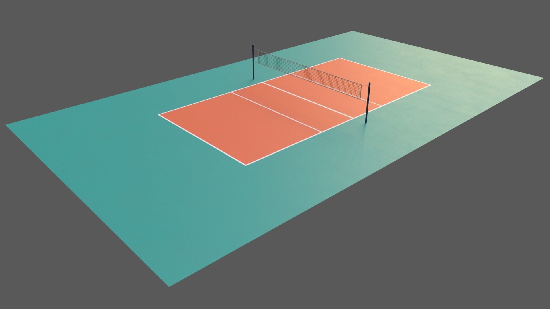PBR Volleyball Court Floor and Net Low-poly 3D model_31