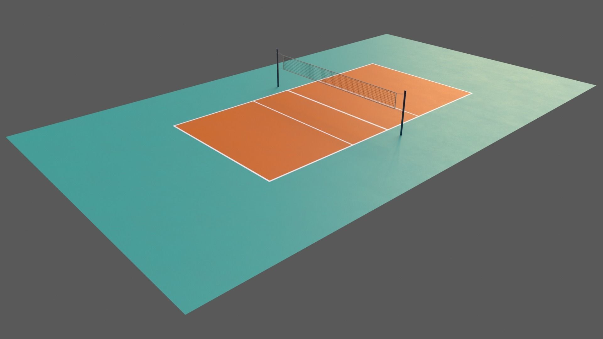 PBR Volleyball Court Floor and Net Low-poly 3D model_33