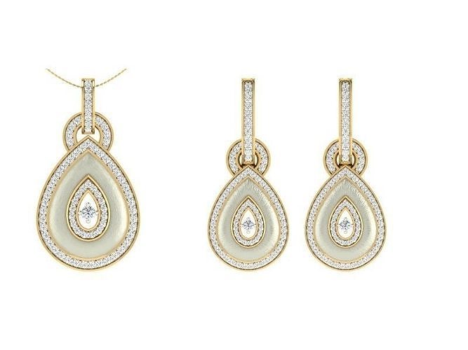 Solitaire Women Pendant Earring Sets 3D print model
