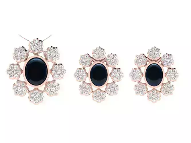 Solitaire Women Pendant Earring Sets 3D print model
