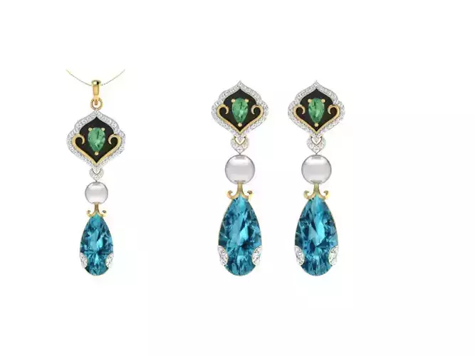 Solitaire Women Pendant Earring Sets