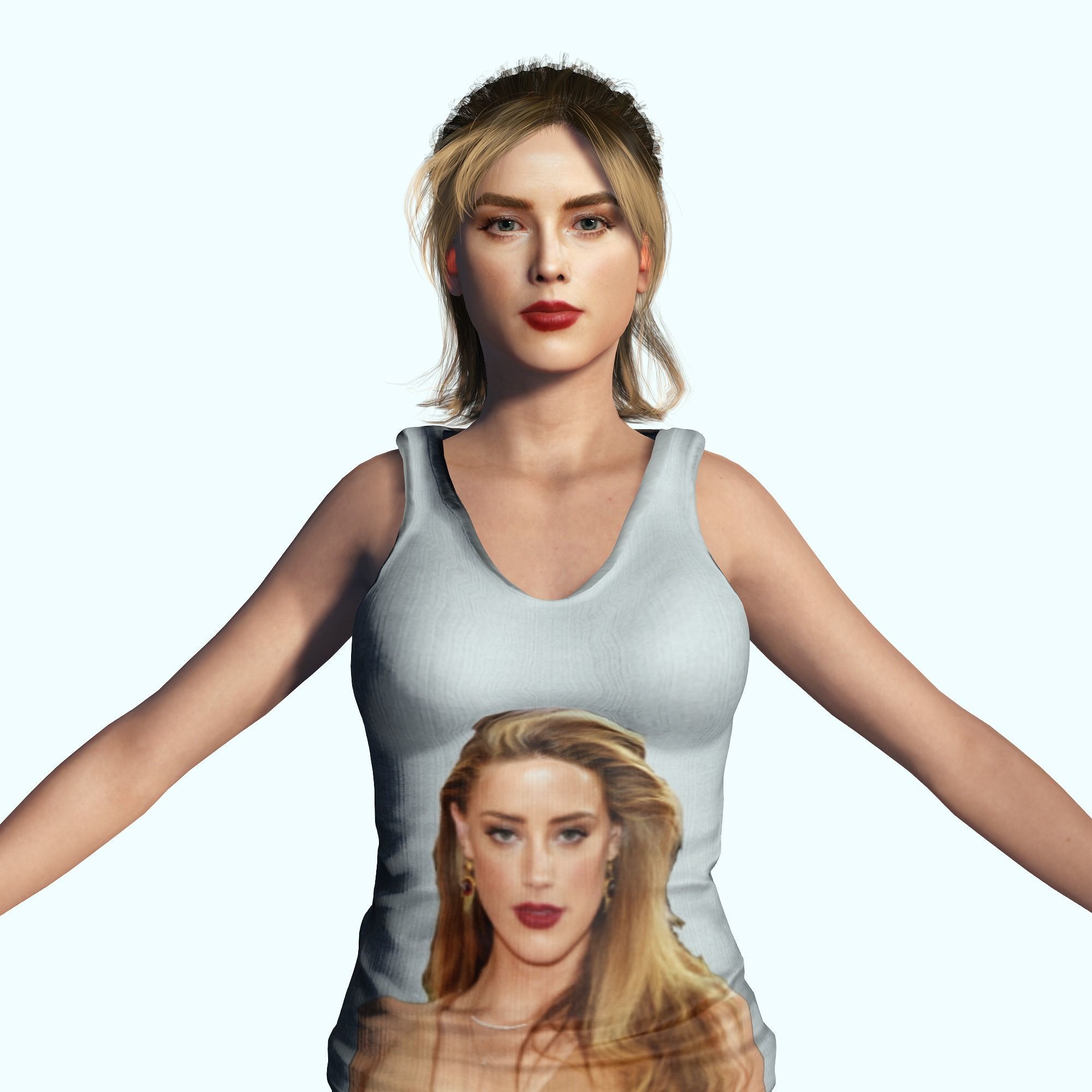 Amber Heard 3D Rigged model ready for animation Low-poly 3D model_2