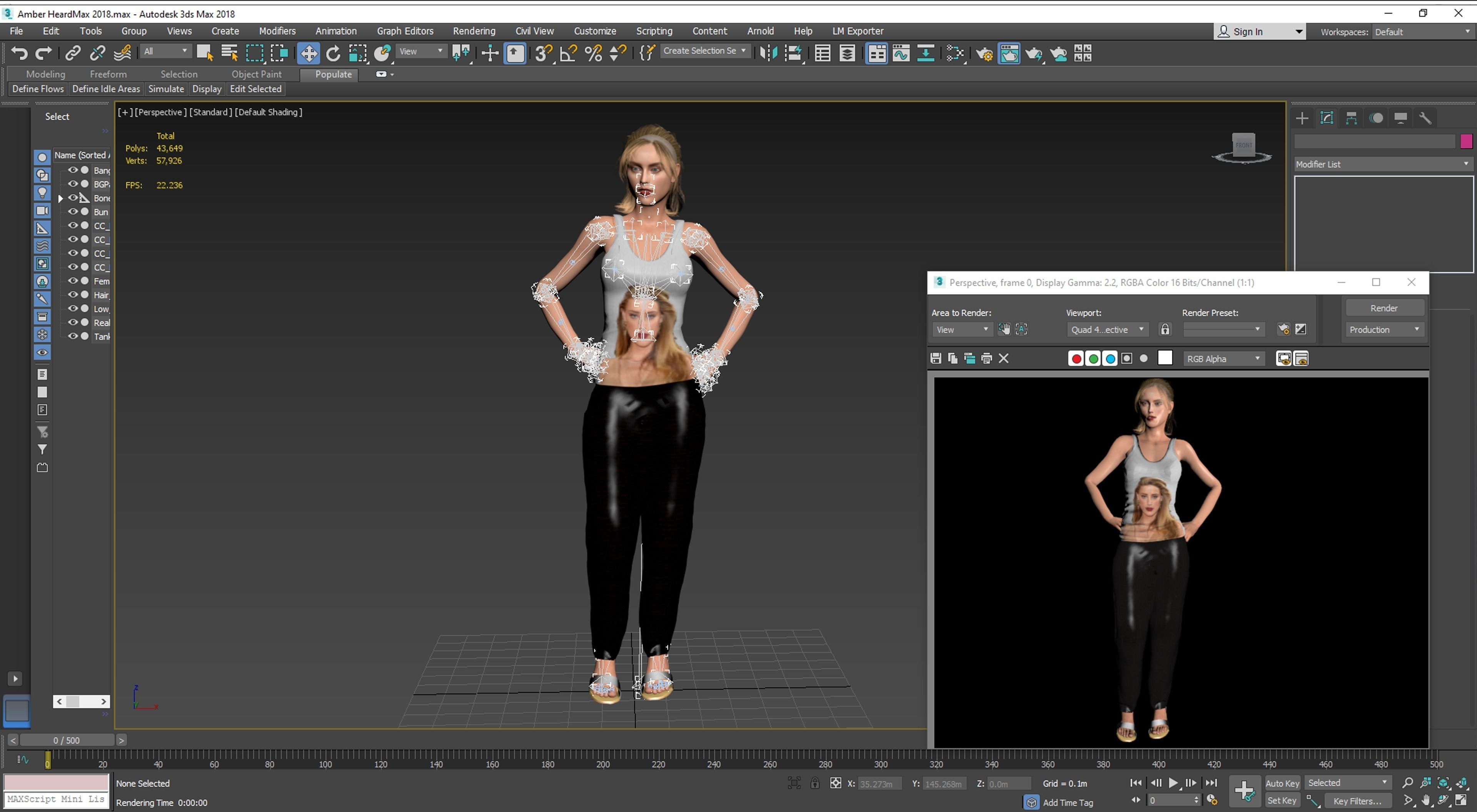 Amber Heard 3D Rigged model ready for animation Low-poly 3D model_19
