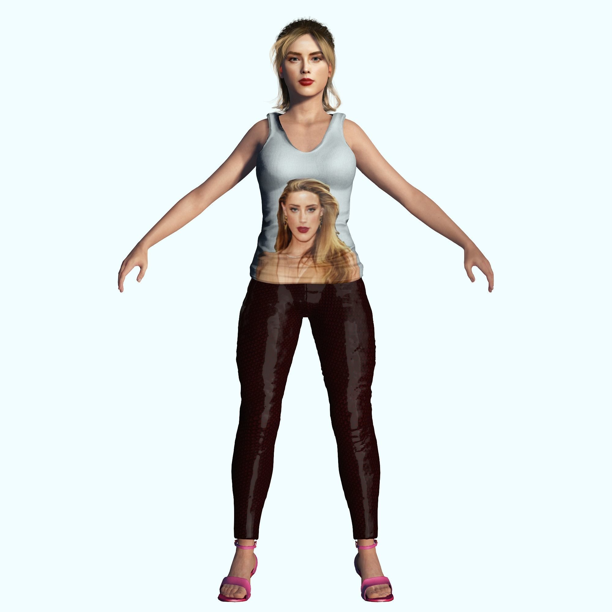 Amber Heard 3D Rigged model ready for animation Low-poly 3D model_16