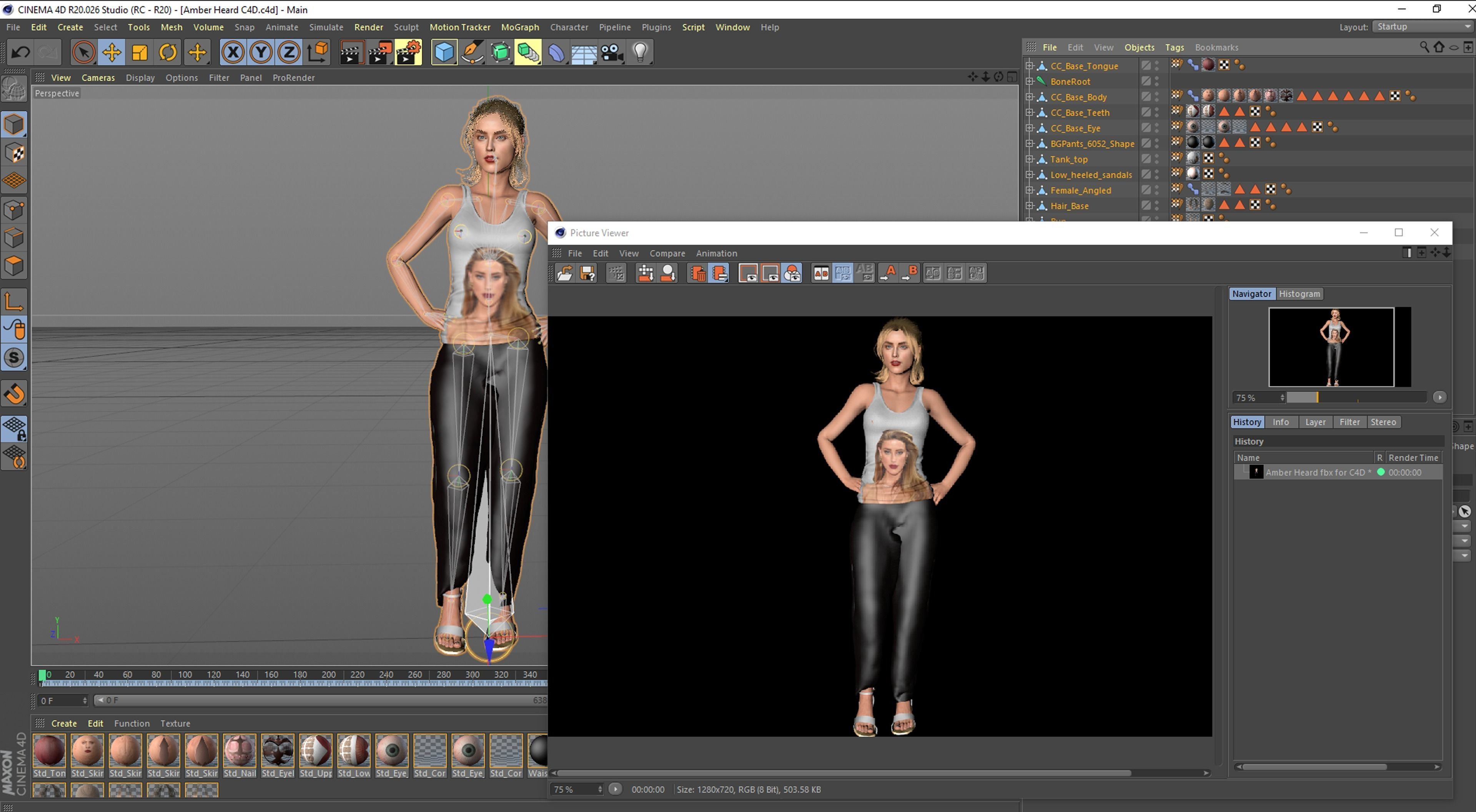 Amber Heard 3D Rigged model ready for animation Low-poly 3D model_17