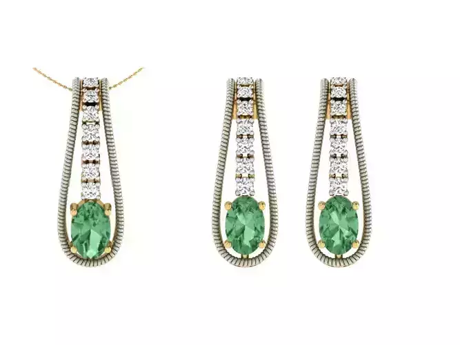 Solitaire Women Pendant Earring Sets 3D print model