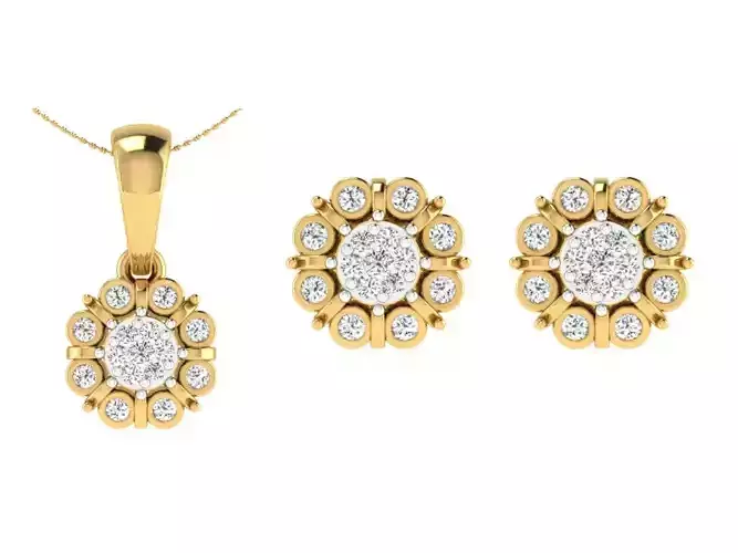 Solitaire Women Pendant Earring Sets 3D print model