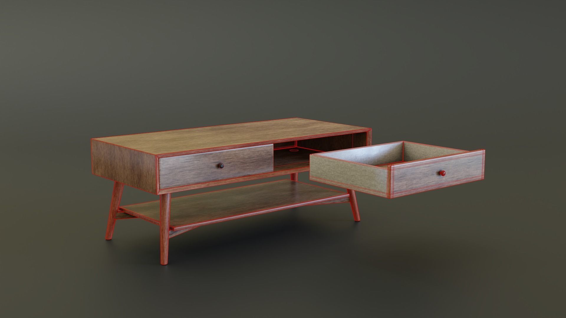 Mid-Century Coffee Table Low-poly 3D model_5