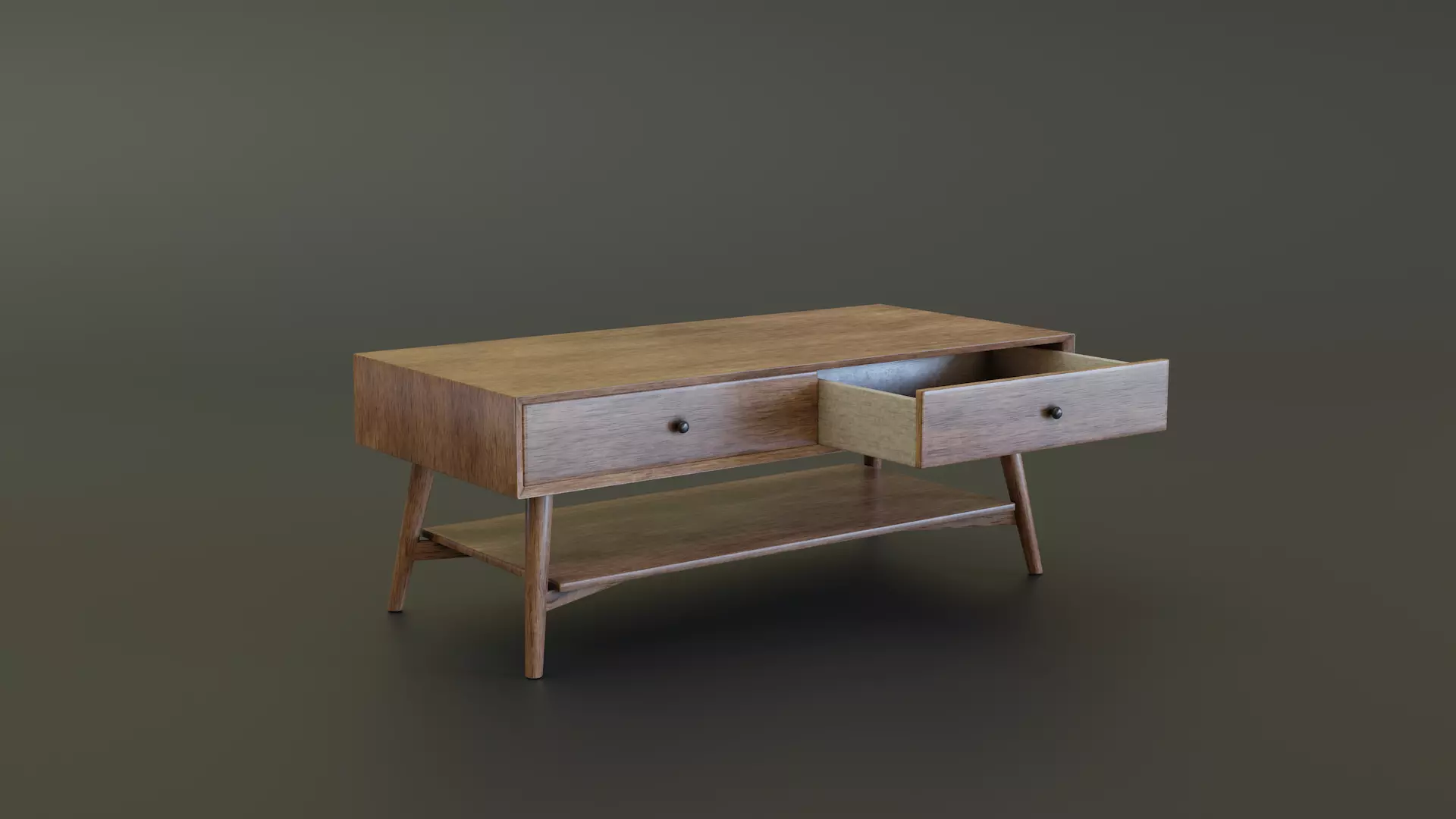 Mid-Century Coffee Table Low-poly 3D model_0