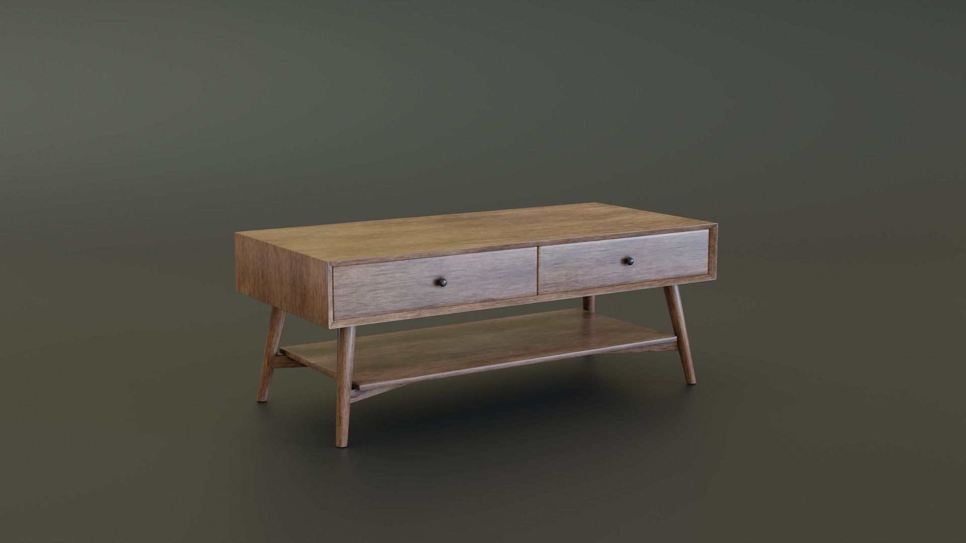 Mid-Century Coffee Table Low-poly 3D model_3