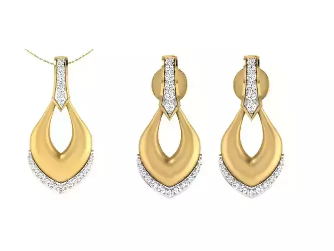 Solitaire Women Pendant Earring Sets 3D print model