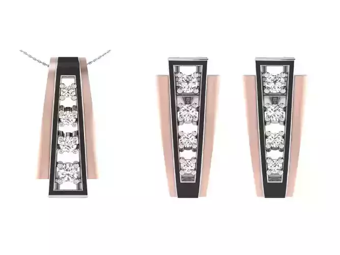 Solitaire Women Pendant Earring Sets 3D print model