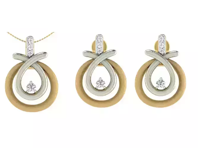 Solitaire Women Pendant Earring Sets 3D print model
