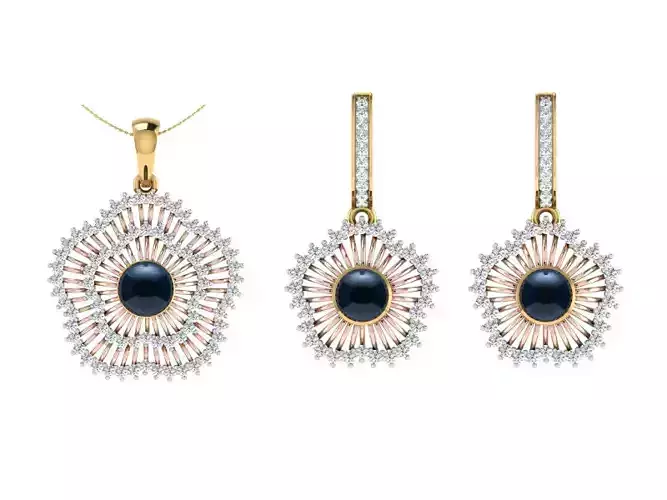 Solitaire Women Pendant Earring Sets 3D print model