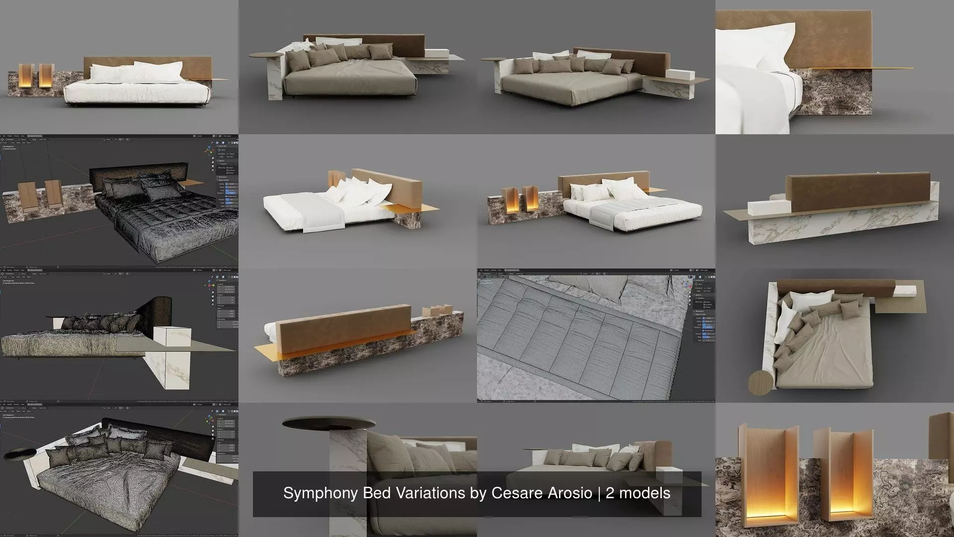 Symphony Bed Variations by Cesare Arosio 3D Model Collection_1