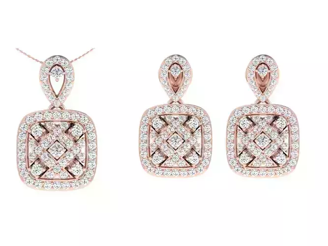 Solitaire Women Pendant Earring Sets 3D print model
