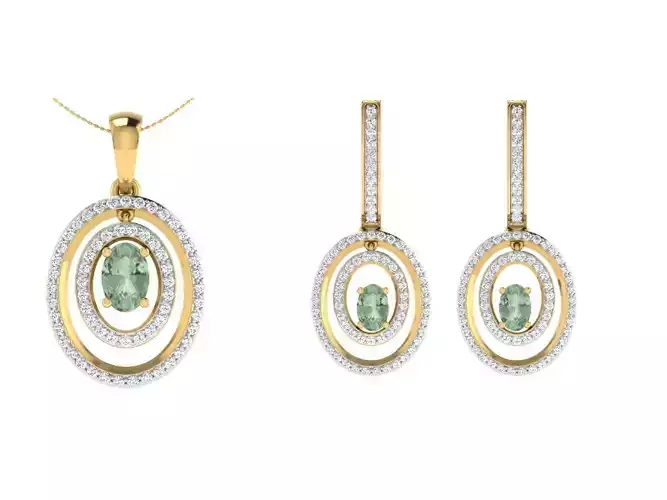 Solitaire Women Pendant Earring Sets 3D print model