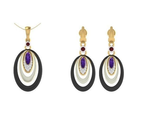Solitaire Women Pendant Earring Sets 3D print model