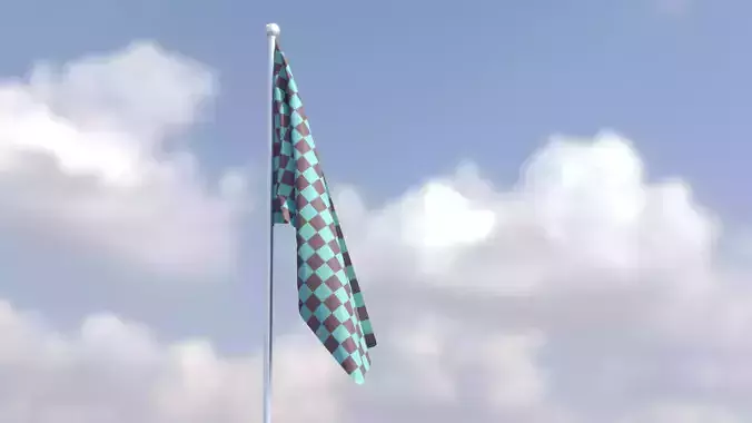 Realistic animated flag calm wind Low-poly 3D model