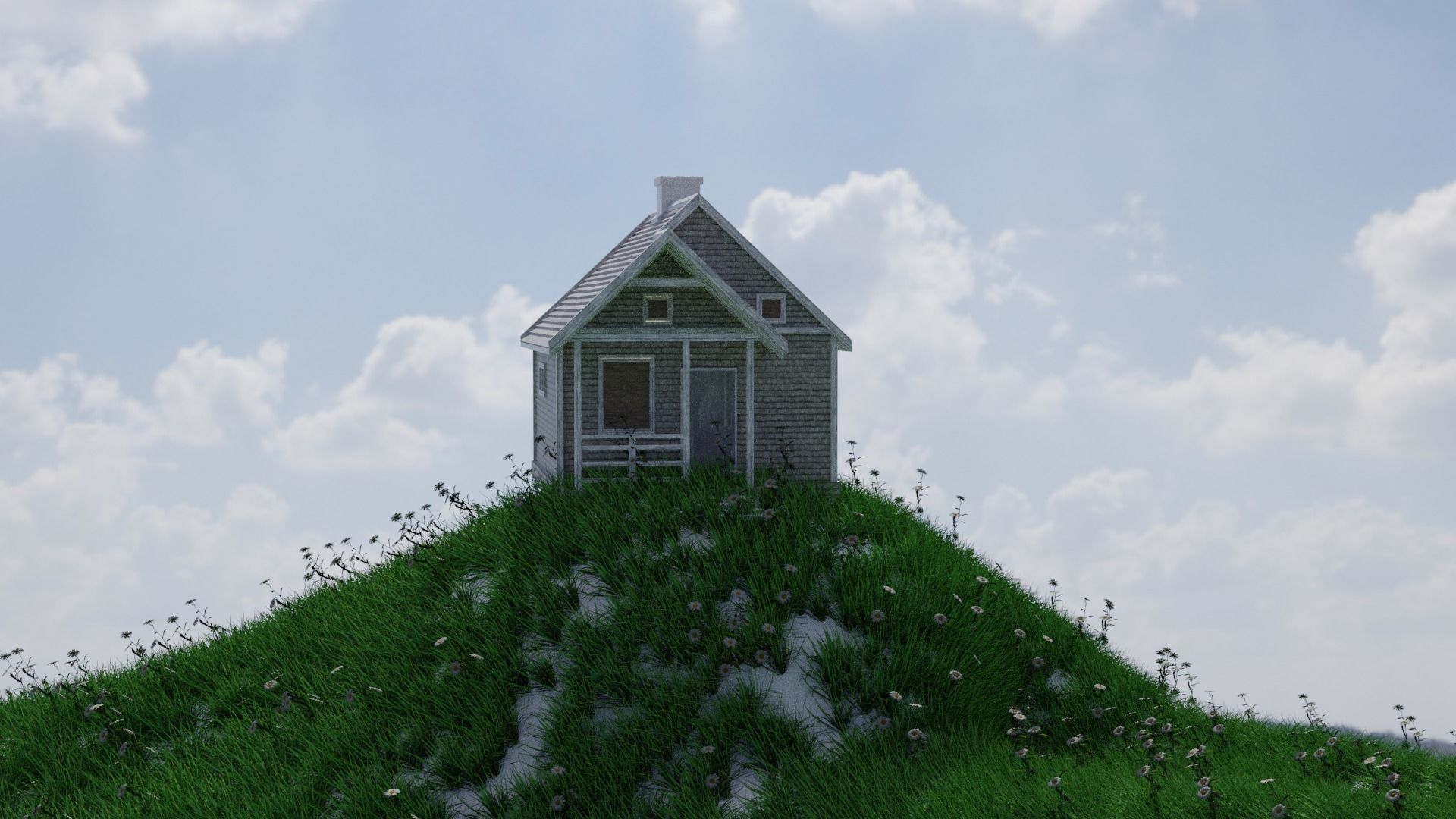 Natural grass on mountains 3D model_4