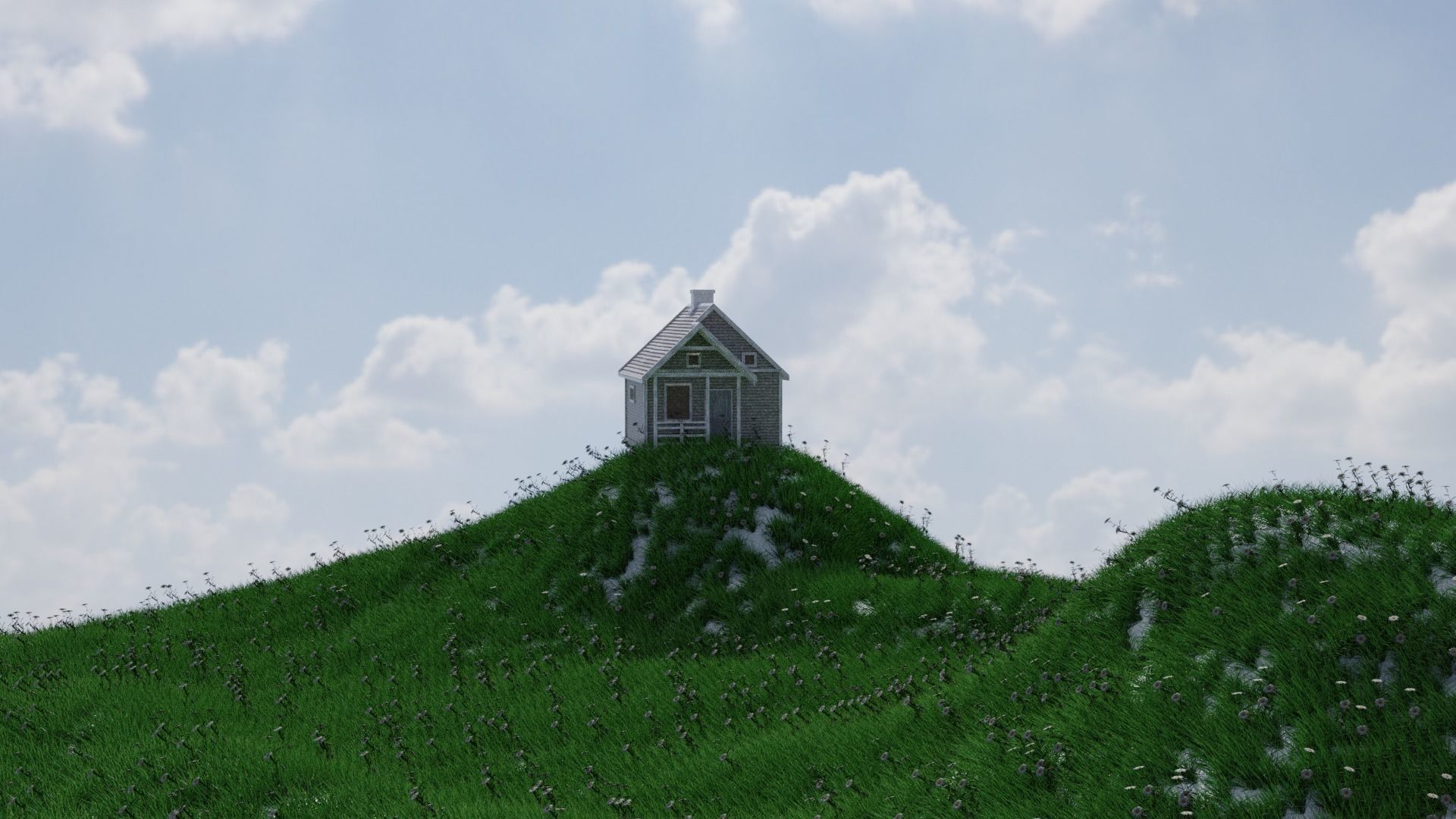 Natural grass on mountains 3D model_6