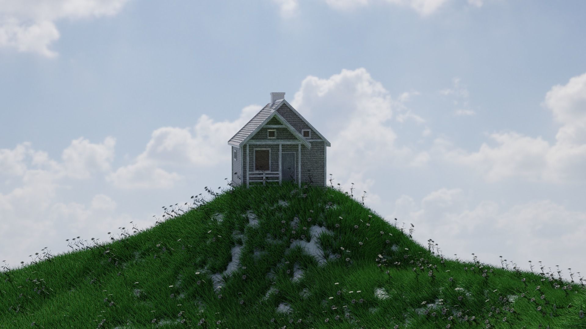 Natural grass on mountains 3D model_5