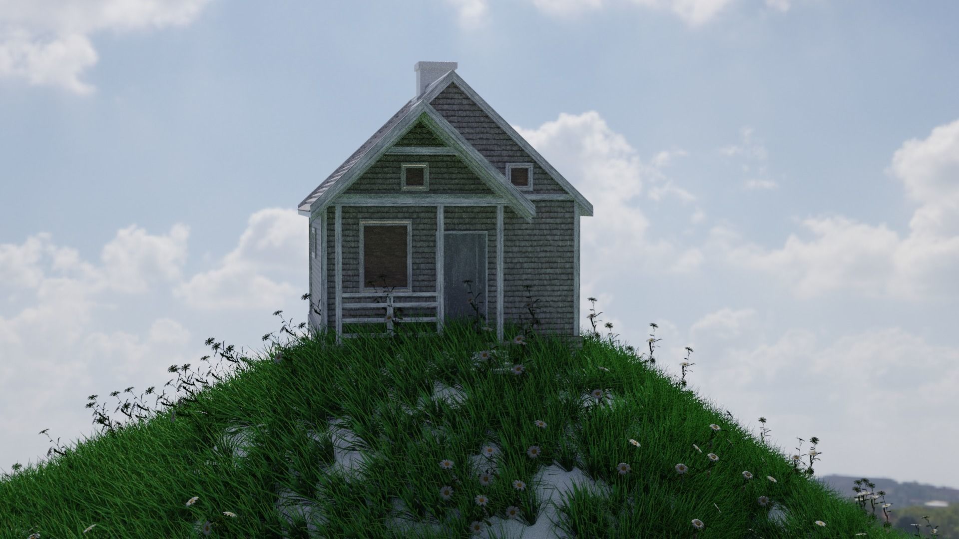 Natural grass on mountains 3D model_2