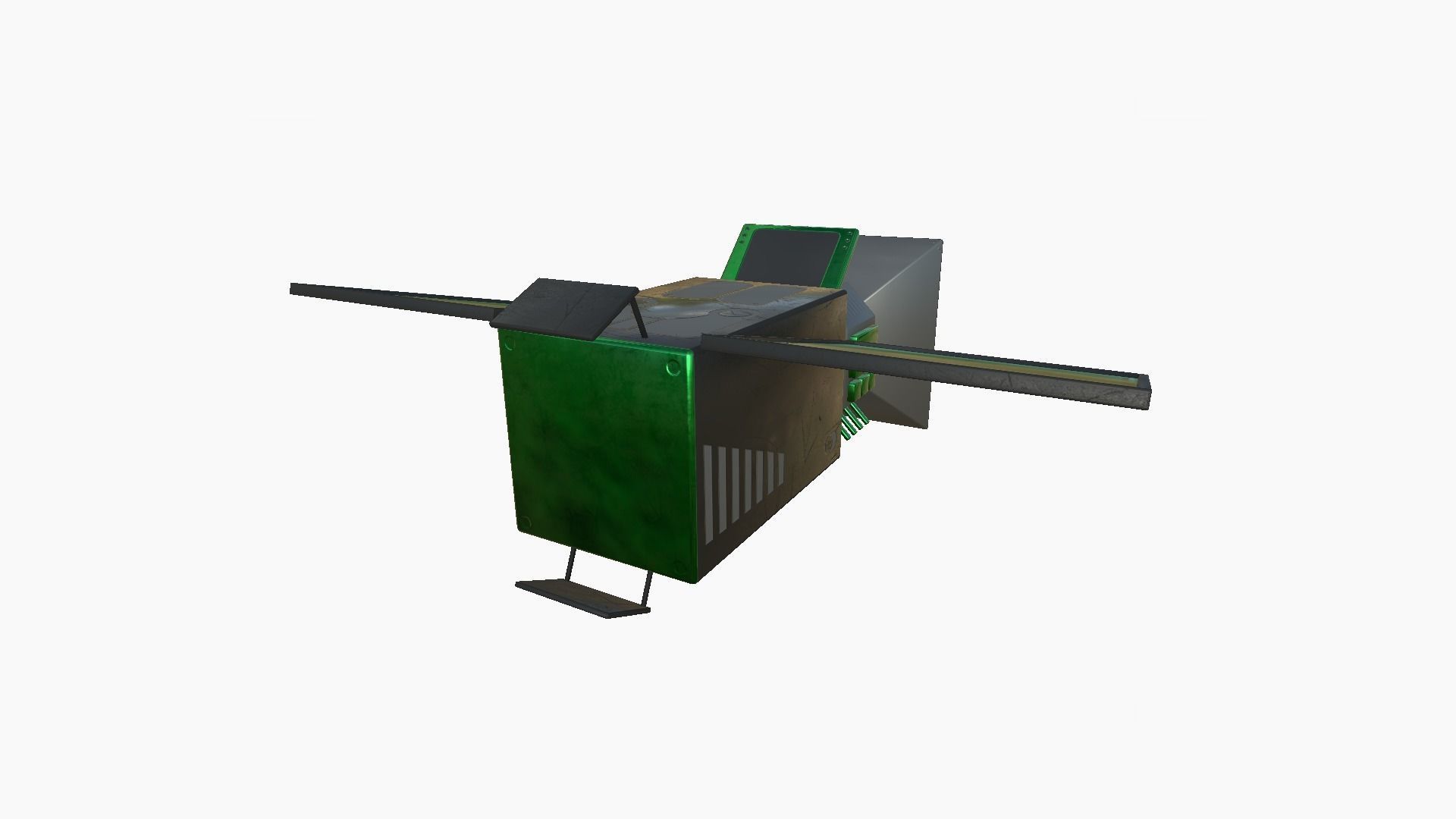 Satellite E01 Black Green - SciFi Space Design Low-poly 3D model_3