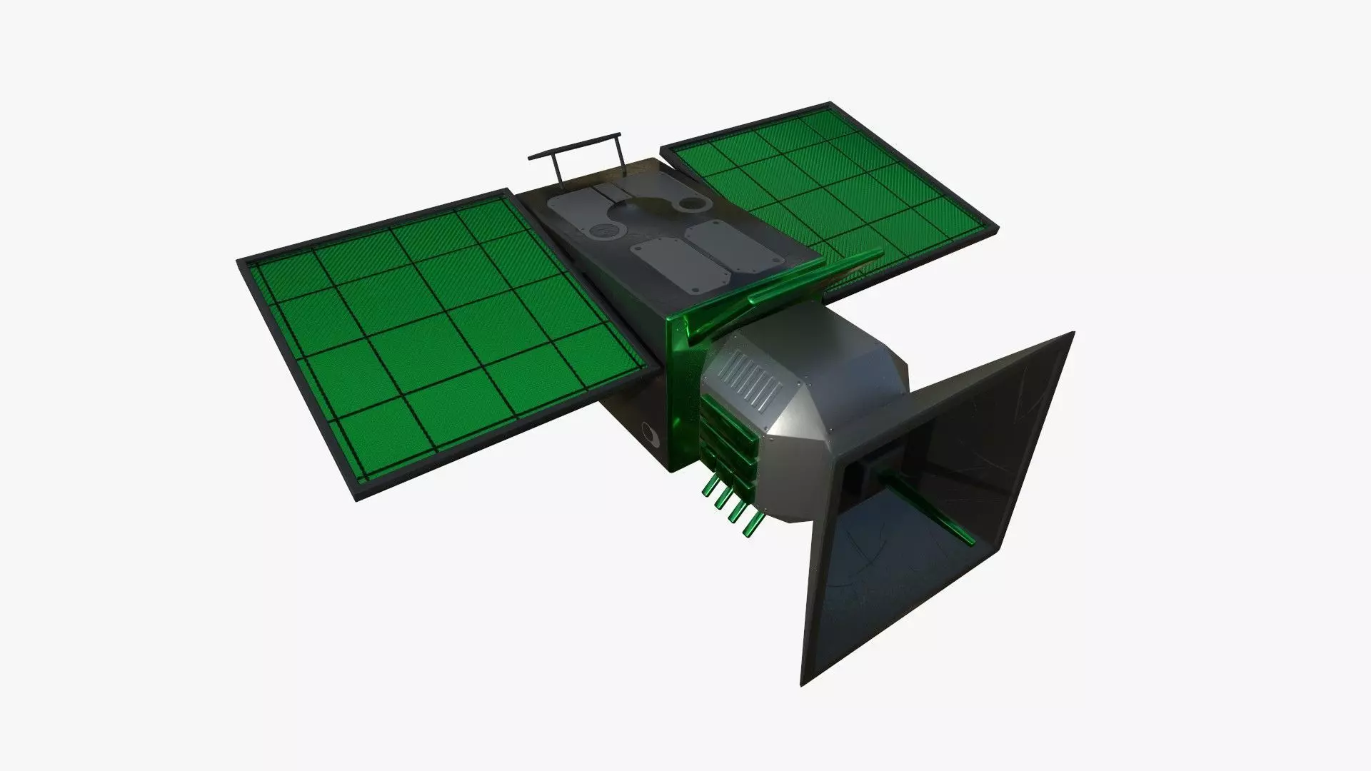 Satellite E01 Black Green - SciFi Space Design Low-poly 3D model_0