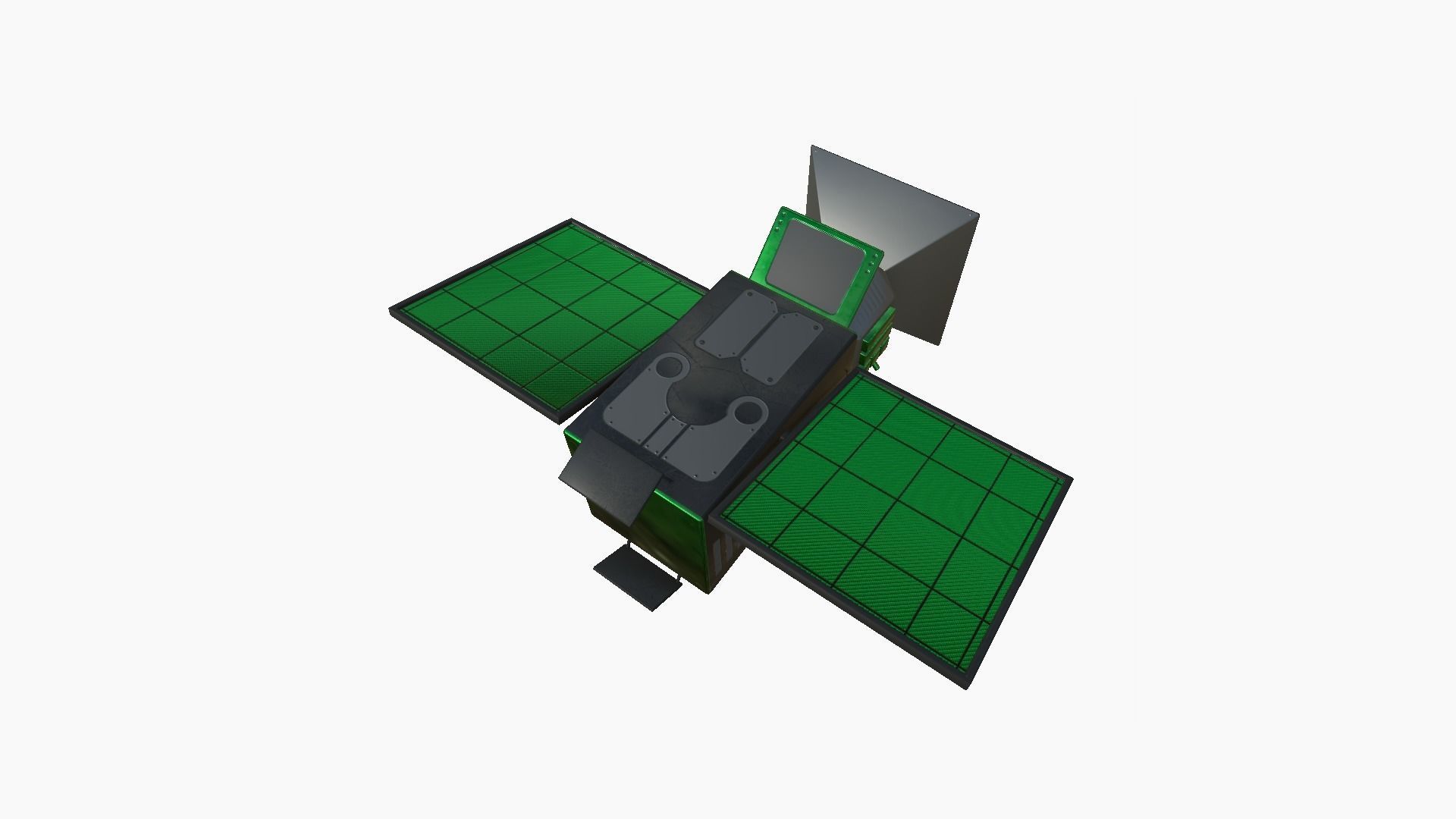Satellite E01 Black Green - SciFi Space Design Low-poly 3D model_1