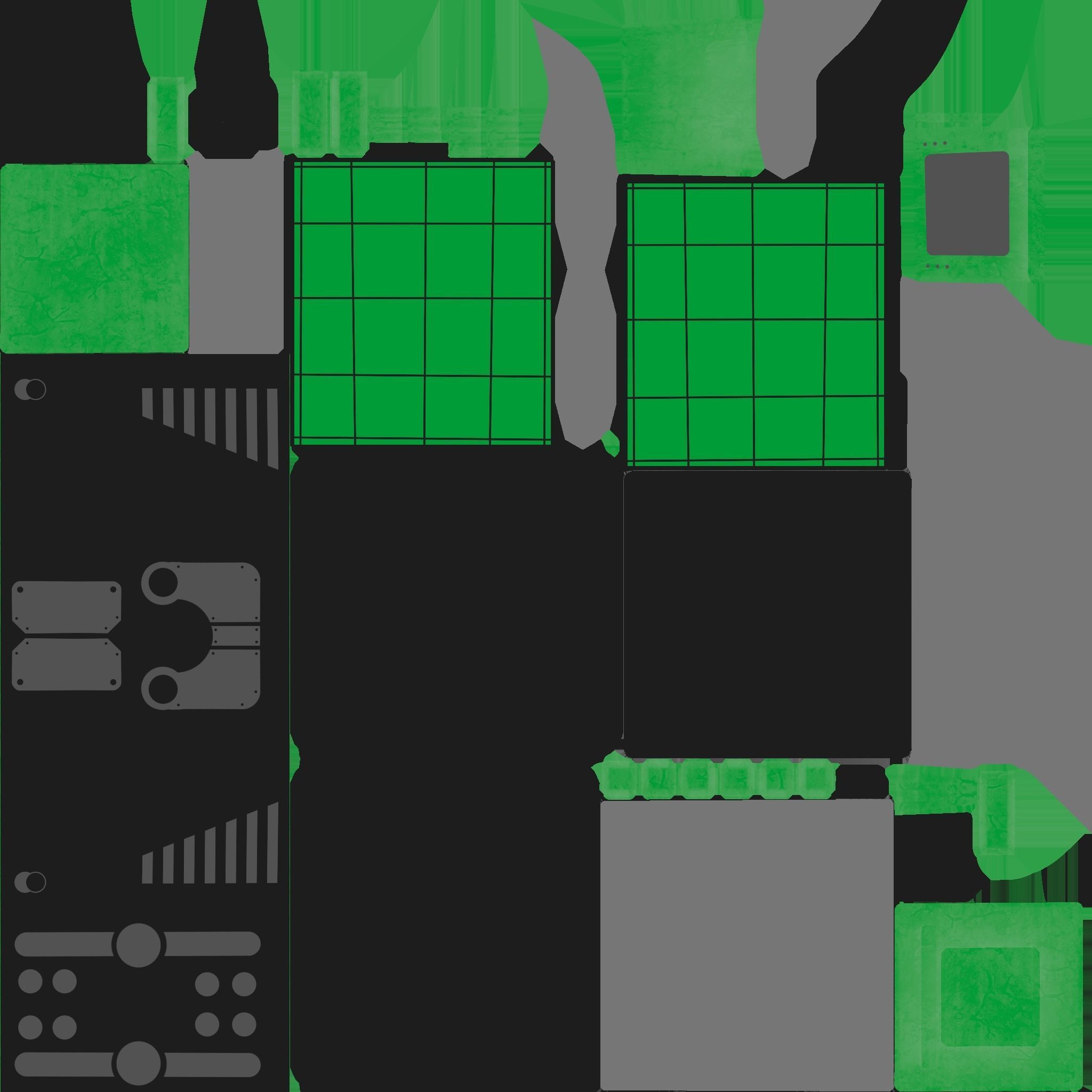 Satellite E01 Black Green - SciFi Space Design Low-poly 3D model_19