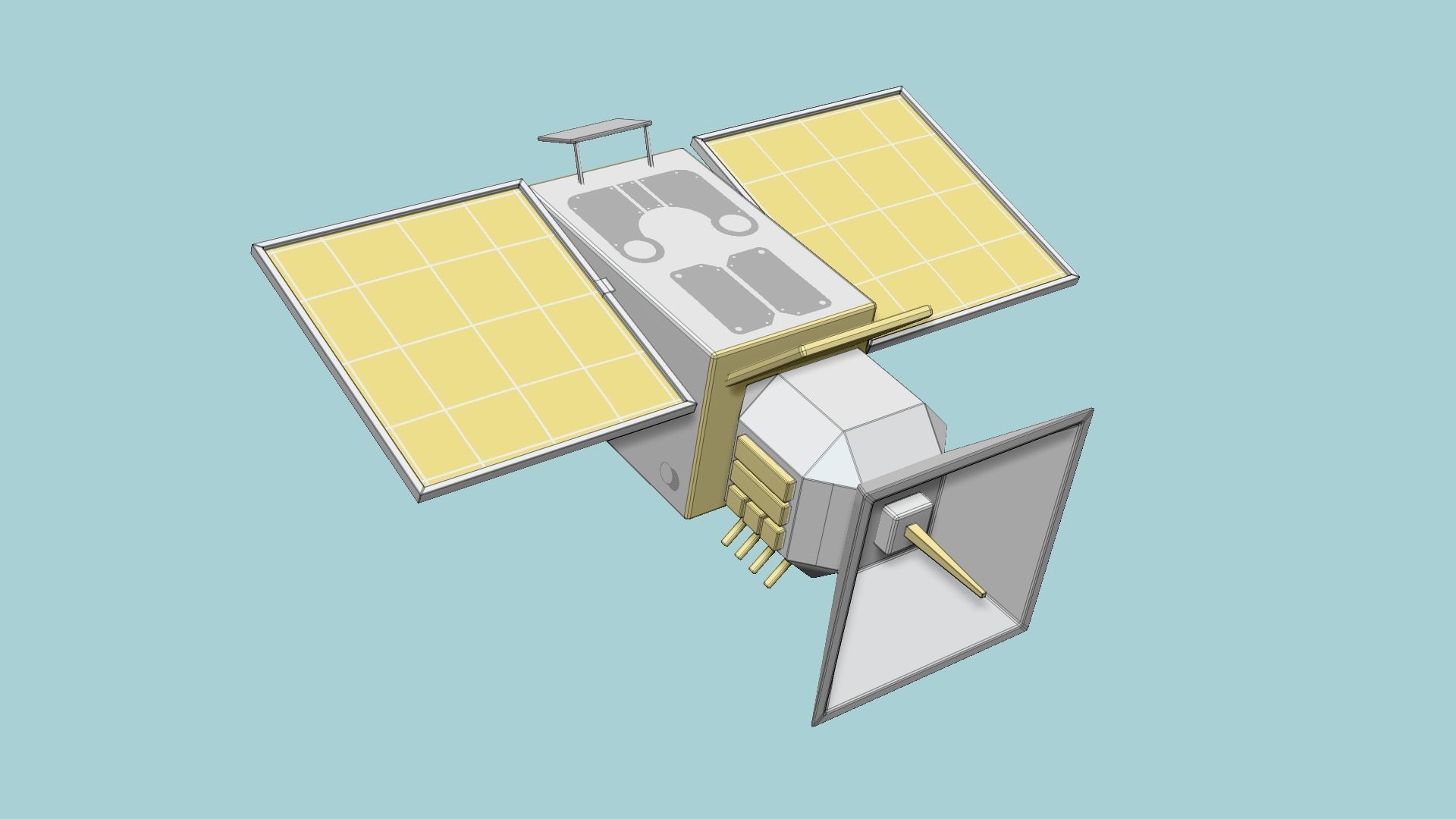 Satellite E02 Gold - SciFi Space Design Low-poly 3D model_6